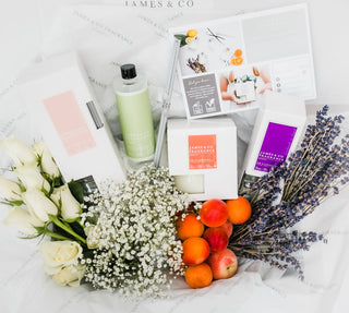 A box, bursting full of home scent products