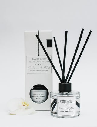 Vegan-friendly reed diffuser with notes of lavender and warm cedarwood, balanced over a base of sweet vanilla, white musk and dry amber.