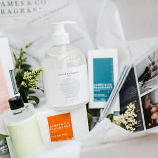 Our Monthly Gift Bundle contains No. 5 Green 100ml Reed Diffuser; No. 13 Apricot 300ml Reed Diffuser; No .8 Lemon 60-hour Jar Candle