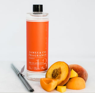 Our vegan-friendly No. 13 Apricot 200ml diffuser refill - soft peaches and bright mandarin notes are blended with sugared apricots and mango